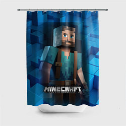 Шторка для душа Minecraft персонаж синий фон, цвет: 3D-принт