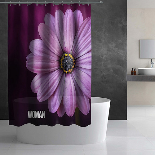 Шторка для ванной Фиолетовый цветок - WOMAN / 3D-принт – фото 2
