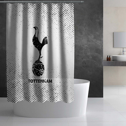 Шторка для ванной Tottenham с потертостями на светлом фоне / 3D-принт – фото 2