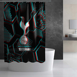 Шторка для душа Tottenham FC в стиле glitch на темном фоне, цвет: 3D-принт — фото 2