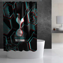 Шторка для душа Tottenham FC в стиле glitch на темном фоне, цвет: 3D-принт — фото 2
