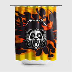Шторка для душа Metallica рок панда и огонь, цвет: 3D-принт