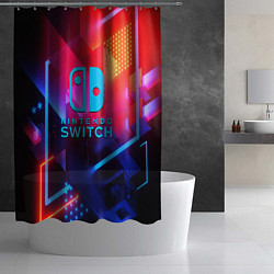 Шторка для душа Нинтендо неоновый стиль игромания, цвет: 3D-принт — фото 2
