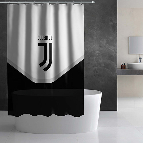 Шторка для ванной Juventus black geometry sport / 3D-принт – фото 2
