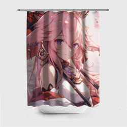 Шторка для душа Genshin Impact Яэ Miko smile, цвет: 3D-принт