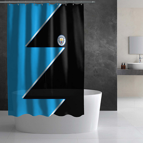 Шторка для ванной Manchester City geometry sport / 3D-принт – фото 2