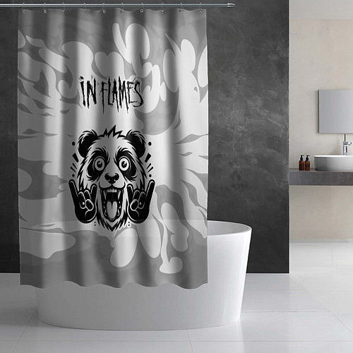 Шторка для ванной In Flames рок панда на светлом фоне / 3D-принт – фото 2