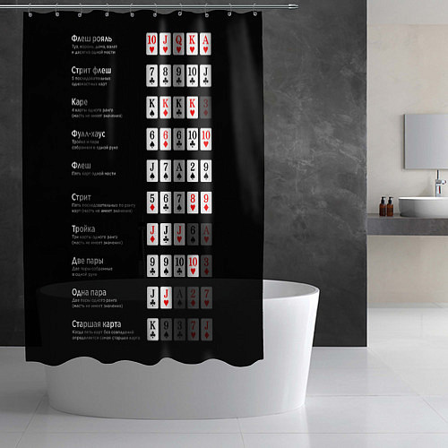 Шторка для ванной Poker rules / 3D-принт – фото 2