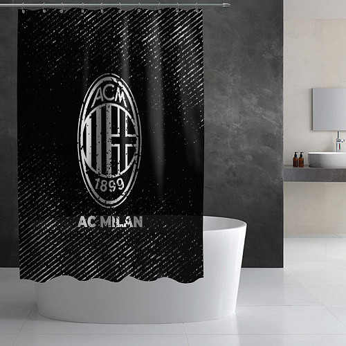 Шторка для ванной AC Milan с потертостями на темном фоне / 3D-принт – фото 2