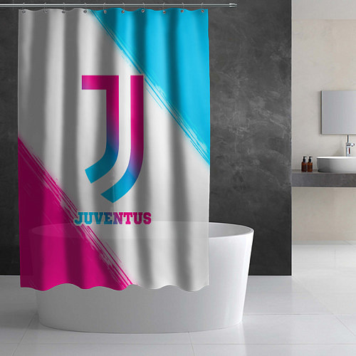 Шторка для ванной Juventus neon gradient style / 3D-принт – фото 2