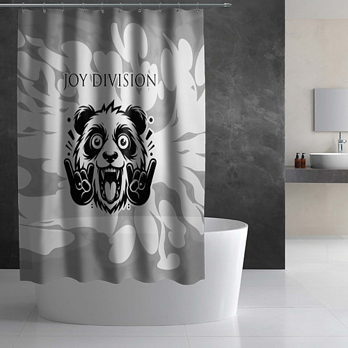 Шторка для ванной Joy Division рок панда на светлом фоне / 3D-принт – фото 2