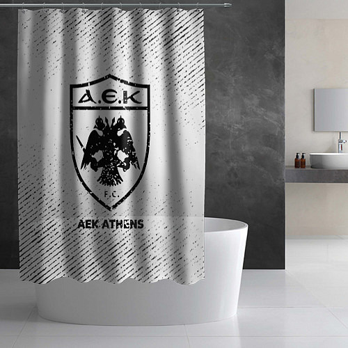 Шторка для ванной AEK Athens с потертостями на светлом фоне / 3D-принт – фото 2