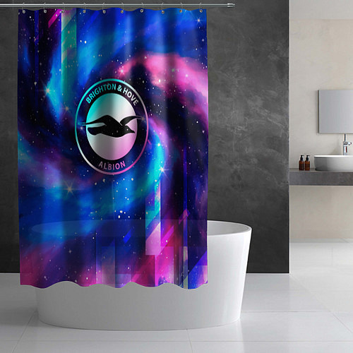 Шторка для ванной Brighton неоновый космос / 3D-принт – фото 2