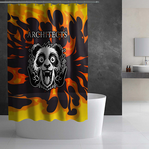 Шторка для ванной Architects рок панда и огонь / 3D-принт – фото 2