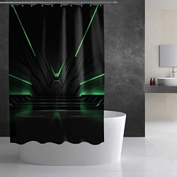 Шторка для душа Футуристическая абстракция с зеленым неоновым свет, цвет: 3D-принт — фото 2