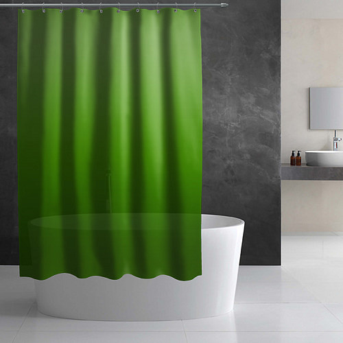 Шторка для ванной Градиент яблочный зелёный / 3D-принт – фото 2