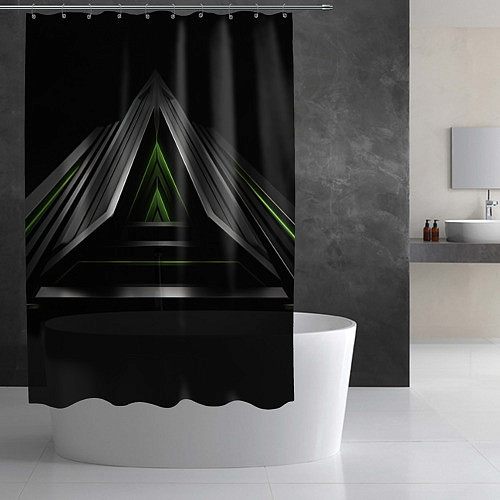 Шторка для ванной Black green abstract nvidia style / 3D-принт – фото 2