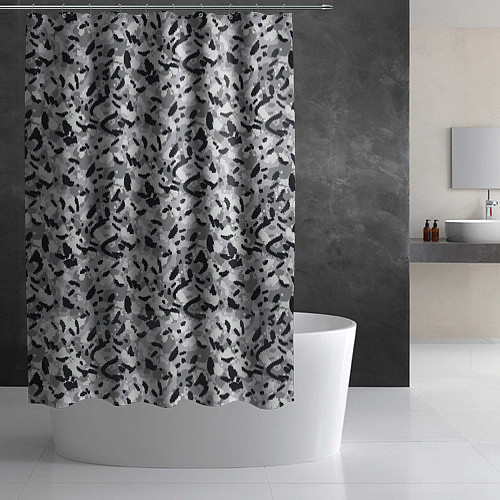 Шторка для ванной Пикселированный городской серый камуфляж / 3D-принт – фото 2