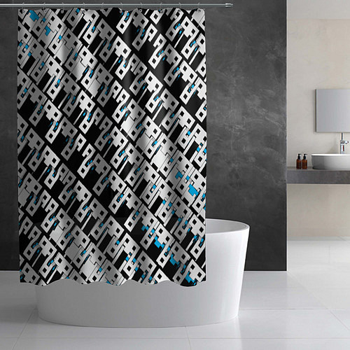 Шторка для ванной Абстрактный узор на чёрном фоне / 3D-принт – фото 2
