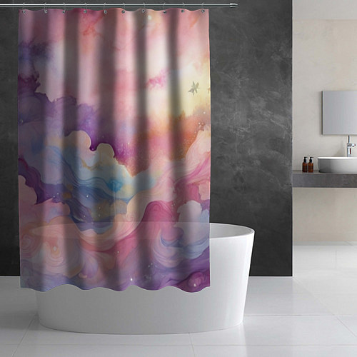 Шторка для ванной Нежные сказочные облака / 3D-принт – фото 2