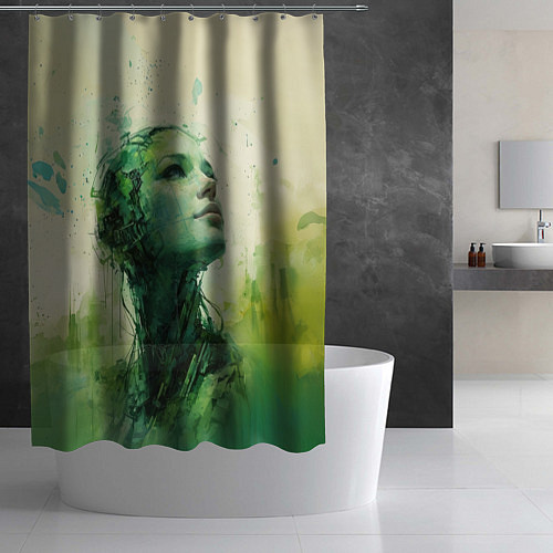 Шторка для ванной Андроид на природе / 3D-принт – фото 2