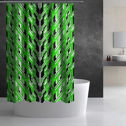 Шторка для ванной Зелёная техно броня / 3D-принт – фото 2