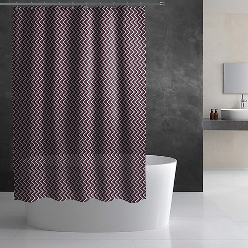 Шторка для ванной Треугольные полосы пыльно-розовый / 3D-принт – фото 2