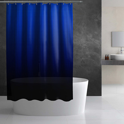 Шторка для ванной Полосатый градиент сине-чёрный / 3D-принт – фото 2