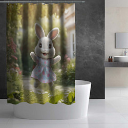 Шторка для душа Забавный белый кролик в платье, цвет: 3D-принт — фото 2