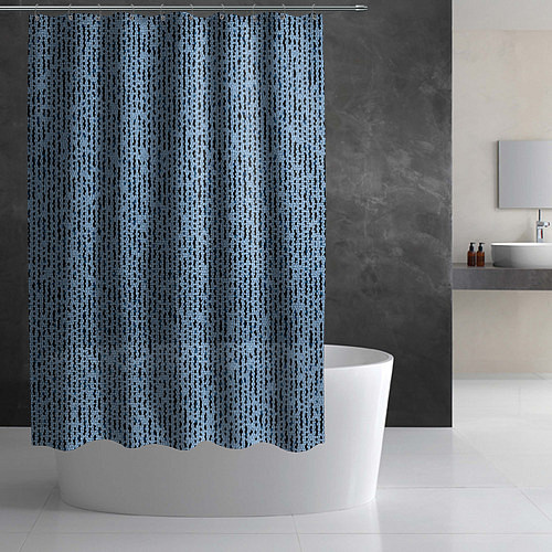 Шторка для ванной Голубой с чёрным мелкая мозаика / 3D-принт – фото 2