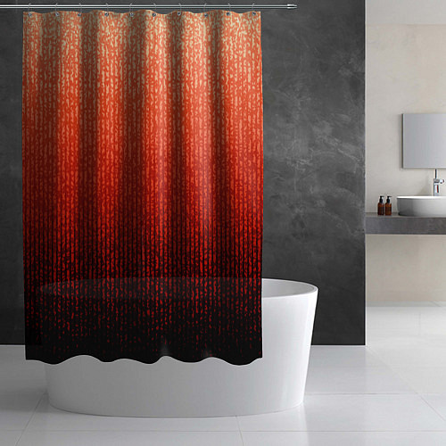 Шторка для ванной Полосатый градиент оранжево-красный в чёрный / 3D-принт – фото 2