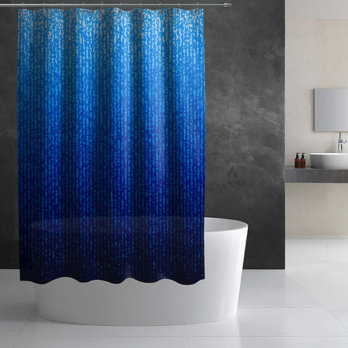 Шторка для ванной Сине-голубой в вертикальную полоску / 3D-принт – фото 2
