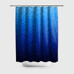 Шторка для душа Сине-голубой в вертикальную полоску, цвет: 3D-принт