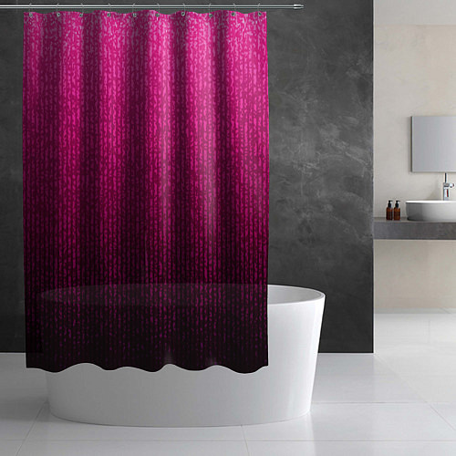 Шторка для ванной Яркий розовый градиент полоска / 3D-принт – фото 2