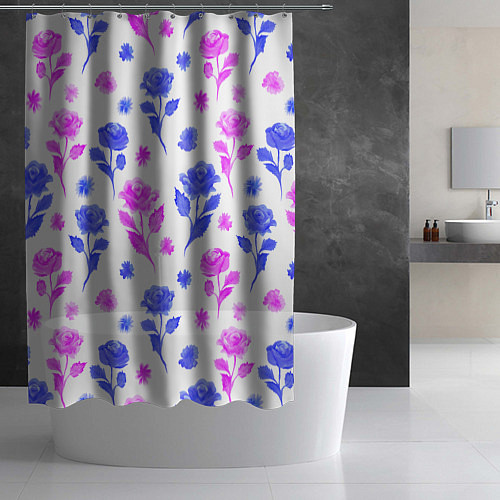 Шторка для ванной Цветочный узор из роз - паттерн / 3D-принт – фото 2