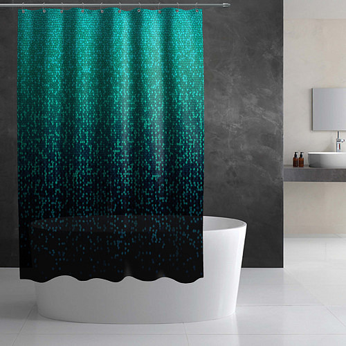 Шторка для ванной Градиент мелкая мозаика аквамарин / 3D-принт – фото 2