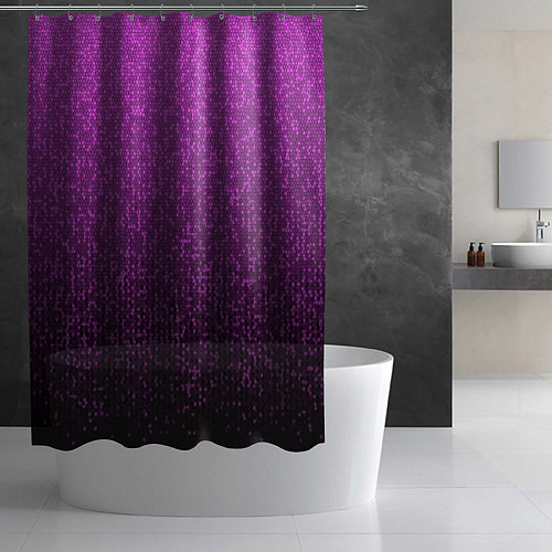 Шторка для ванной Чёрно-сиреневый градиент мелкая мозаика / 3D-принт – фото 2