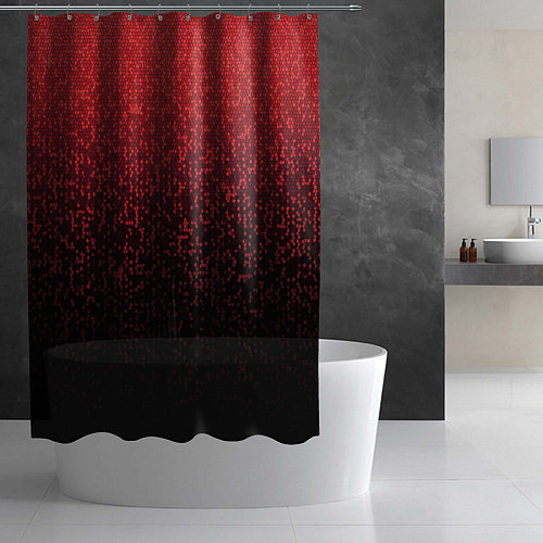 Шторка для ванной Градиент мозаика красно-чёрный / 3D-принт – фото 2