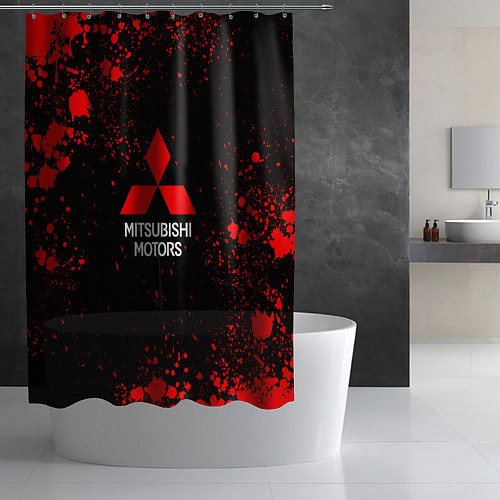 Шторка для ванной Митсубиси - красные брызги / 3D-принт – фото 2