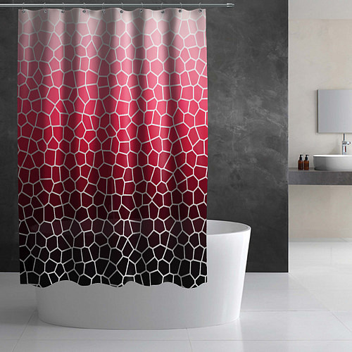 Шторка для ванной Крупная мозаика розовый градиент / 3D-принт – фото 2