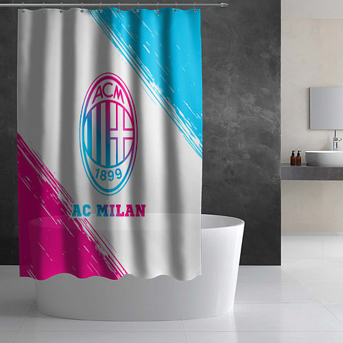 Шторка для ванной AC Milan neon gradient style / 3D-принт – фото 2