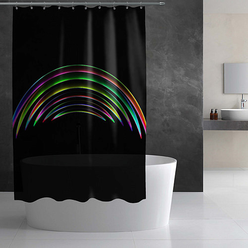 Шторка для ванной Радужные линии / 3D-принт – фото 2