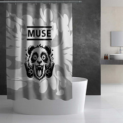 Шторка для душа Muse рок панда на светлом фоне, цвет: 3D-принт — фото 2