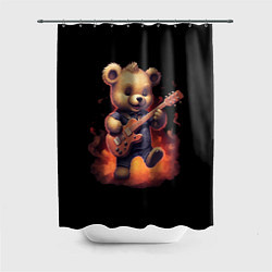 Шторка для душа Плюшевый медведь играет на гитаре, цвет: 3D-принт