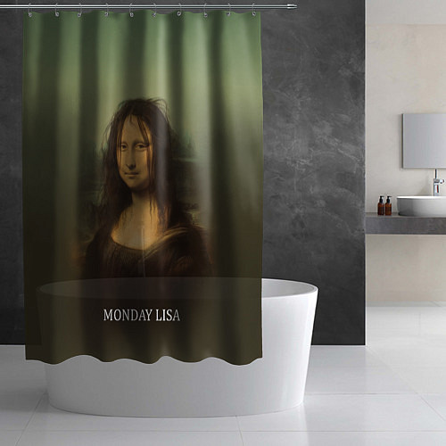 Шторка для ванной Лиза в понедельник - Мона Лиза / 3D-принт – фото 2