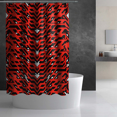 Шторка для ванной Агрессивный красныйй паттерн / 3D-принт – фото 2