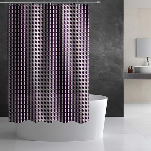 Шторка для ванной Тёмно-красный полосы узоры / 3D-принт – фото 2