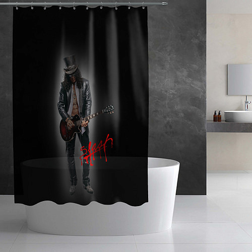 Шторка для ванной Слэш музыкант группы Guns N Roses / 3D-принт – фото 2
