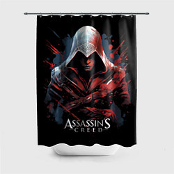 Шторка для душа Assassins creed красная краска, цвет: 3D-принт
