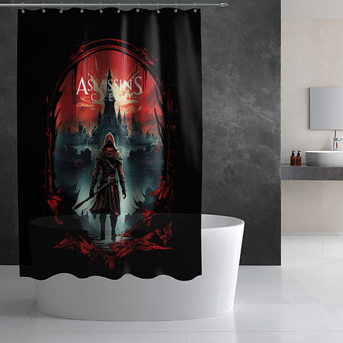 Шторка для ванной Assassins creed город на горизонте / 3D-принт – фото 2